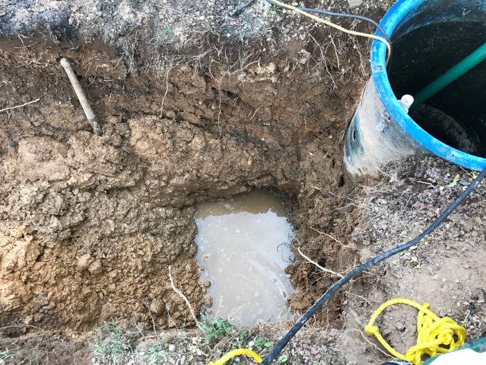 sewer pipe leaking at grinder pump basin 9-29-17