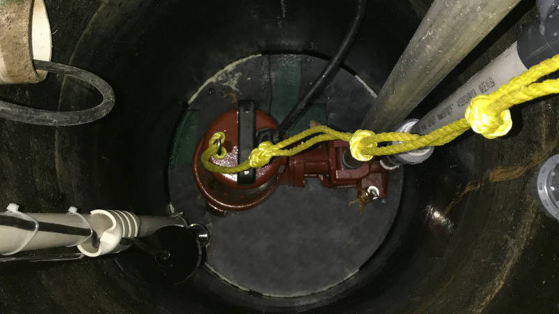 grinder pump inside basin